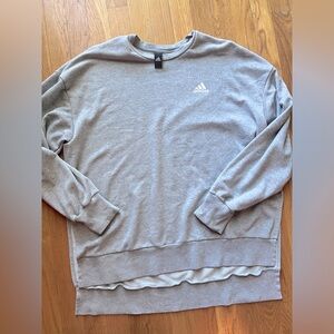 Adidas Womens Oversized Split Hem Crew Pullover Lightweight Sweatshirt Med gray